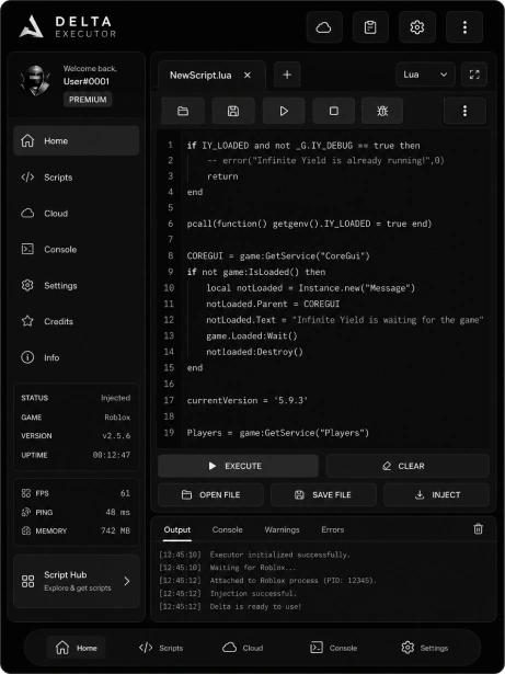 Delta Executor App Interface